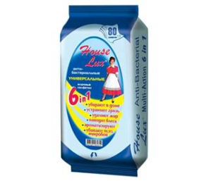 Drėgnos servetėlės HOUSE LUX 6in1, antibakterinis efektas, universalios, 80 servetėlių