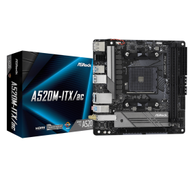 ASRock A520M-ITX/AC | Processor family AMD | Processor socket AM4 | DDR4 | Supported hard disk drive interfaces SATA, M.2 | Number of SATA connectors 4