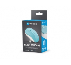 Natec Mouse, Toucan, Wireless, 1600 DPI, Optical, Blue/White | Natec | Mouse | Optical | Wireless | Blue/White | Toucan
