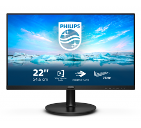 Philips | LCD monitor | 222V8LA/00 | 21.5 inch (54.6 cm) " | VA | FHD | 16:9 | 75 Hz | 4 ms | 1920 x 1080 pixels | 250 cd/m² | Headphone out | HDMI ports quantity 1 | Black