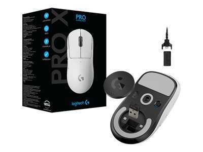Logitech G PRO X SUPERLIGHT Belaidė žaidimų pelė, RF Wireless, 25600 DPI, Balta
