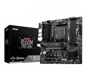 MSI | B550M PRO-VDH | Processor family AMD | Processor socket AM4 | DDR4 | Memory slots 4 | Number of SATA connectors 4 | Chipset AMD B | Micro ATX