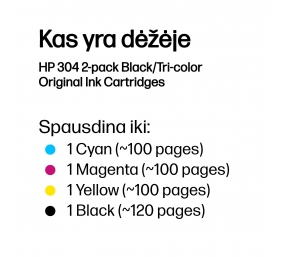 HP 304 2-pack Black/Tri-color (3JB05AE) Rašalinių kasečių komplektas, BK/CMY