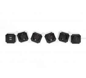 DIGITUS Flexible power strip, 3680 W 250VAC 50 Hz 4x safety outlet, 16 A, 2x USB A connection, 2.4 A