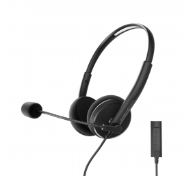 Energy Sistem Headset Office 2+ Black, USB and 3.5 mm plug, volume control, retractable boom mic. | Energy Sistem | Headset Office 2+ | Wired Earphones | Wired | On-Ear | Microphone | Black