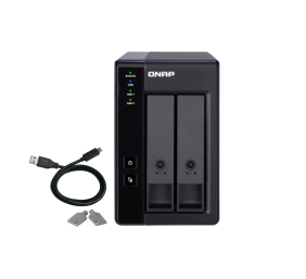 QNAP 2 Bay USB Type-C Direct Attached Storage with Hardware RAID | TR-002 | Micro | 6 GB | Black