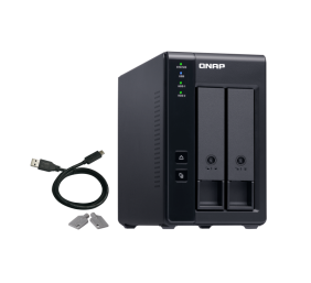 QNAP 2 Bay USB Type-C Direct Attached Storage with Hardware RAID | TR-002 | Micro | 6 GB | Black