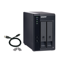 QNAP 2 Bay USB Type-C Direct Attached Storage with Hardware RAID | TR-002 | Micro | 6 GB | Black