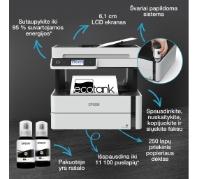 Epson | Multifunctional printer | EcoTank M3180 | Inkjet | Mono | All-in-one | A4 | Wi-Fi | Grey