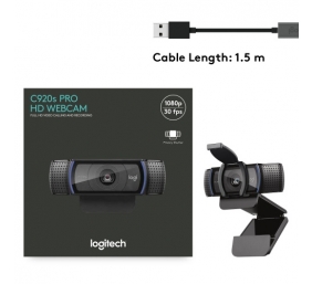 Logitech C920s PRO HD Internetinė kamera FHD 1920x1080, USB-A, Juoda