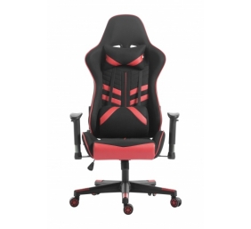 Žaidimų kėdė su kaklo ir nugaros atrama, juoda/raudona 