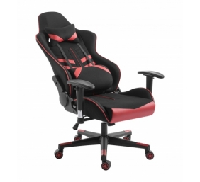 Žaidimų kėdė su kaklo ir nugaros atrama, juoda/raudona 