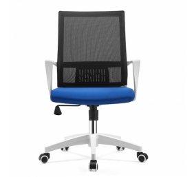 Biuro kėdė HOBEN su fiksuotais porankiais, balta/mėlyna/juoda 