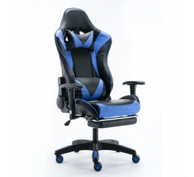 Žaidimų kėdė GAMESTER su galvos atrama ir juosmens pagalve, atrama kojoms juoda/mėlyna