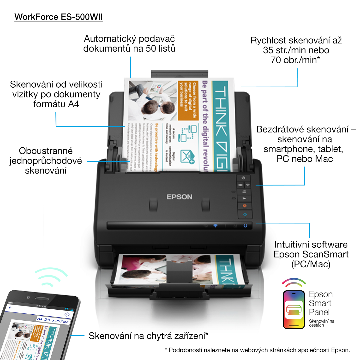 Epson | WorkForce ES-500WII | Colour | Document Scanner