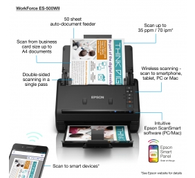 Epson | WorkForce ES-500WII | Colour | Document Scanner