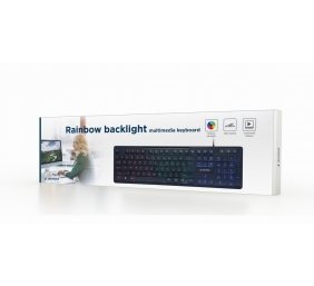 Gembird | "Rainbow" Backlight Multimedia Keyboard | KB-UML-02 | Keyboard | Wired | US | Black | N/A