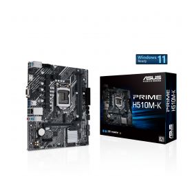Asus | PRIME H510M-K | Processor family Intel | Processor socket LGA1200 | DDR4 | Memory slots 2 | Supported hard disk drive interfaces 	SATA, M.2 | Number of SATA connectors 4 | Chipset  H510 | Micro ATX