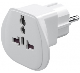 Goobay 94026 World to EU Travel Adapter, kelionių adapteris (UK, US, IT, CH, į EU), Balta