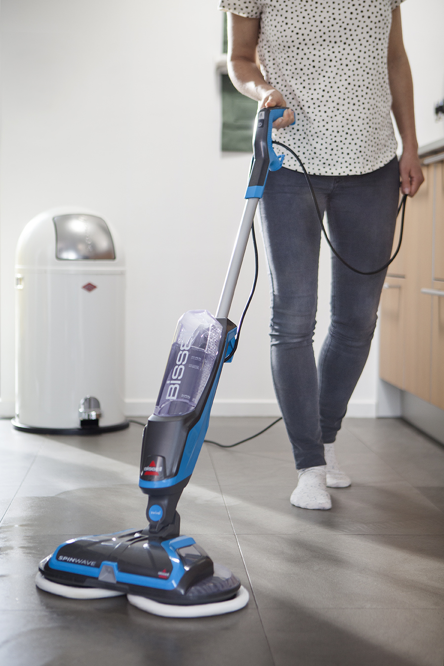 Mop | SpinWave | Corded operating | Washing function | Power 105 W | Blue/Titanium