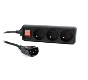 EnerGenie EG-PSU3F-01 UPS power strip, 3 FR sockets, 10 A, C14 plug, 0.6 m cable, black | EnerGenie