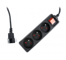 EnerGenie EG-PSU3F-01 UPS power strip, 3 FR sockets, 10 A, C14 plug, 0.6 m cable, black | EnerGenie