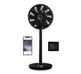 Duux | Smart Fan | Whisper Flex Smart Black with Battery Pack | Stand Fan | Black | Diameter 34 cm | Number of speeds 26 | Oscillation | 2-22 W | Yes | Timer