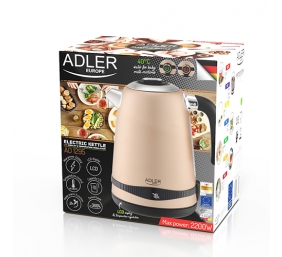 Adler | Kettle | AD 1295 | Electric | 2200 W | 1.7 L | Stainless steel | 360° rotational base | Golden