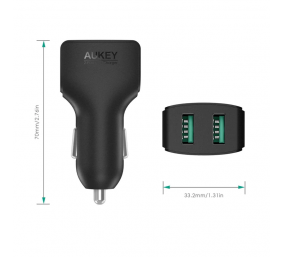 Aukey Car Charger CC-S3 2 x USB-A, 24 W