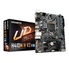 Gigabyte | H410M H V2 1.0 M/B | Processor family Intel | Processor socket LGA1200 | DDR4 DIMM | Memory slots 2 | Supported hard disk drive interfaces SATA, M.2 | Number of SATA connectors 4 | Chipset Micro ATX | Intel H