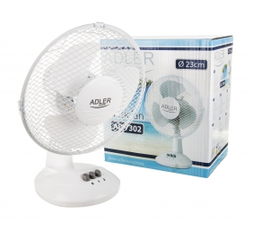 Adler | AD 7302 | Desk Fan | White | Diameter 23 cm | Number of speeds 2 | Oscillation | 60 W | No