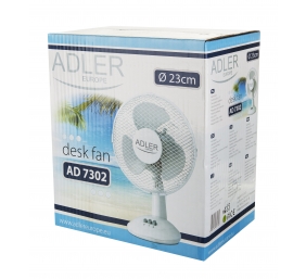 Adler | AD 7302 | Desk Fan | White | Diameter 23 cm | Number of speeds 2 | Oscillation | 60 W | No