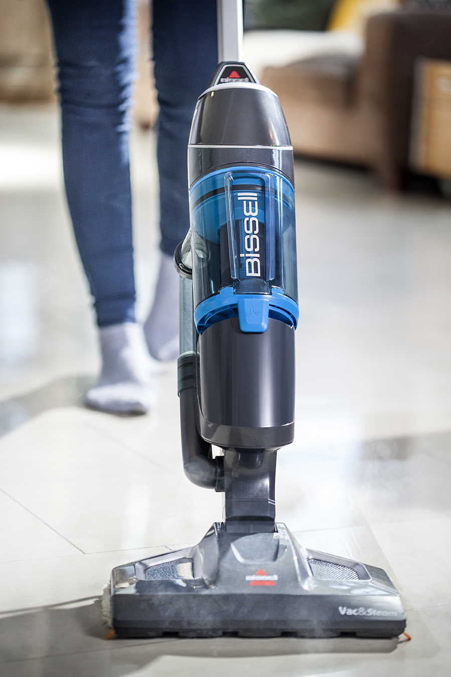 Bissell | Vacuum and steam cleaner | Vac & Steam | Power 1600 W | Steam pressure Not Applicable. Works with Flash Heater Technology bar | Water tank capacity 0.4 L | Blue/Titanium