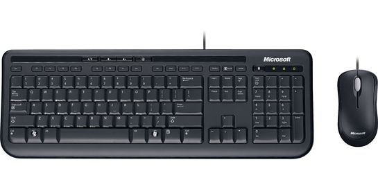 Microsoft Wired Desktop 600 for business (EN-RU) (3J2-00015), laidinė klaviatūra su pele, juoda
