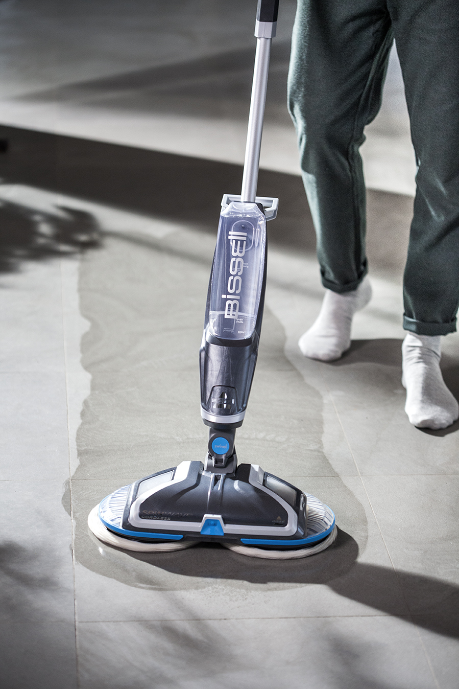 Mop | SpinWave | Cordless operating | Washing function | Operating time (max) 20 min | Lithium Ion | 18 V | Blue/Titanium