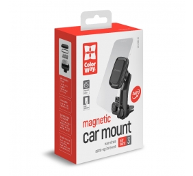 ColorWay | Air Vent-3 | Magnetic Car Holder For Smartphone | Adjustable | Magnetic | Gray | Car air duct deflector mount. Fixing the smartphone using a plate that is attached to the case or to the back panel. Compact design, does not take up much space an