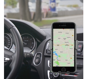 EnerGenie | EG-TA-CHAV-QI10-01 | Car smartphone holder with wireless charger | Built-in charger | Universal smartphone car holder with built-in wireless Qi fast charger, 10 W fast wireless Qi charging function to charge your phone while driving, Practical