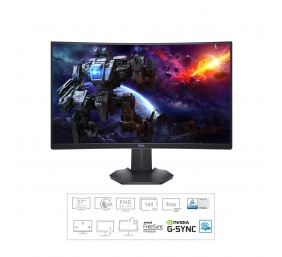 Dell Curved Gaming Monitor  S2721HGF 27 ", VA, FHD, 1920x1080, 16:9, 1 ms, 350 cd/m², Black, Headphone Out Port