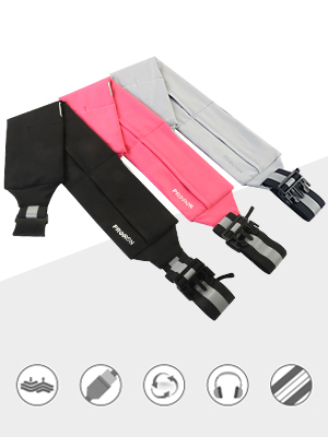 PROIRON Runners Waist Pack Running Belt, 46 x 9 cm; Waist size: 63 - 110 cm, Light Grey