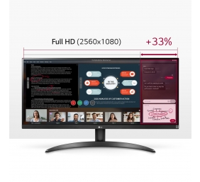 LG | UltraWide Monitor | 29WP500-B | 29 " | IPS | WFHD | 21:9 | 75 Hz | 5 ms | 2560 x 1080 pixels | 250 cd/m² | Headphone Out Port | HDMI ports quantity 2 | Black