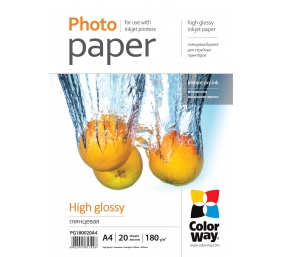 Photo Paper 20 pcs. | PG180020A4 | White | 180 g/m² | A4 | Glossy