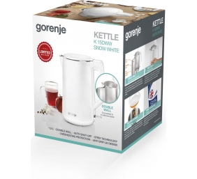 Gorenje | Kettle | K15DWW | Electric | 2200 W | 1.5 L | Plastic/Metal | 360° rotational base | White