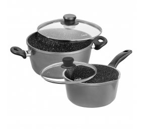 Stoneline Cooking Pot Set of 4 14461 2+2.5 L, 18/20 cm, Aluminium, Anthracite, Dishwasher proof, Lid included