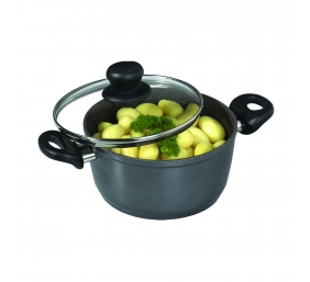 Stoneline Cooking Pot Set of 4 14461 2+2.5 L, 18/20 cm, Aluminium, Anthracite, Dishwasher proof, Lid included