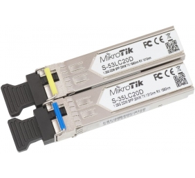 MikroTik Pair of SFP modules S-3553LC20D (S-35LC20D 1.25G SM 20km T1310nm/R1550nm + S-53LC20D 1.25G SM 20km T1550nm/R1310nm) | MikroTik | Maximum transfer distance 20000 m