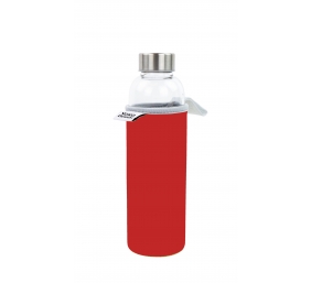 Yoko Design Glass Bottle with sleeve 1646 Red, Capacity 0.5 L, Dishwasher proof, Bisphenol A (BPA) free