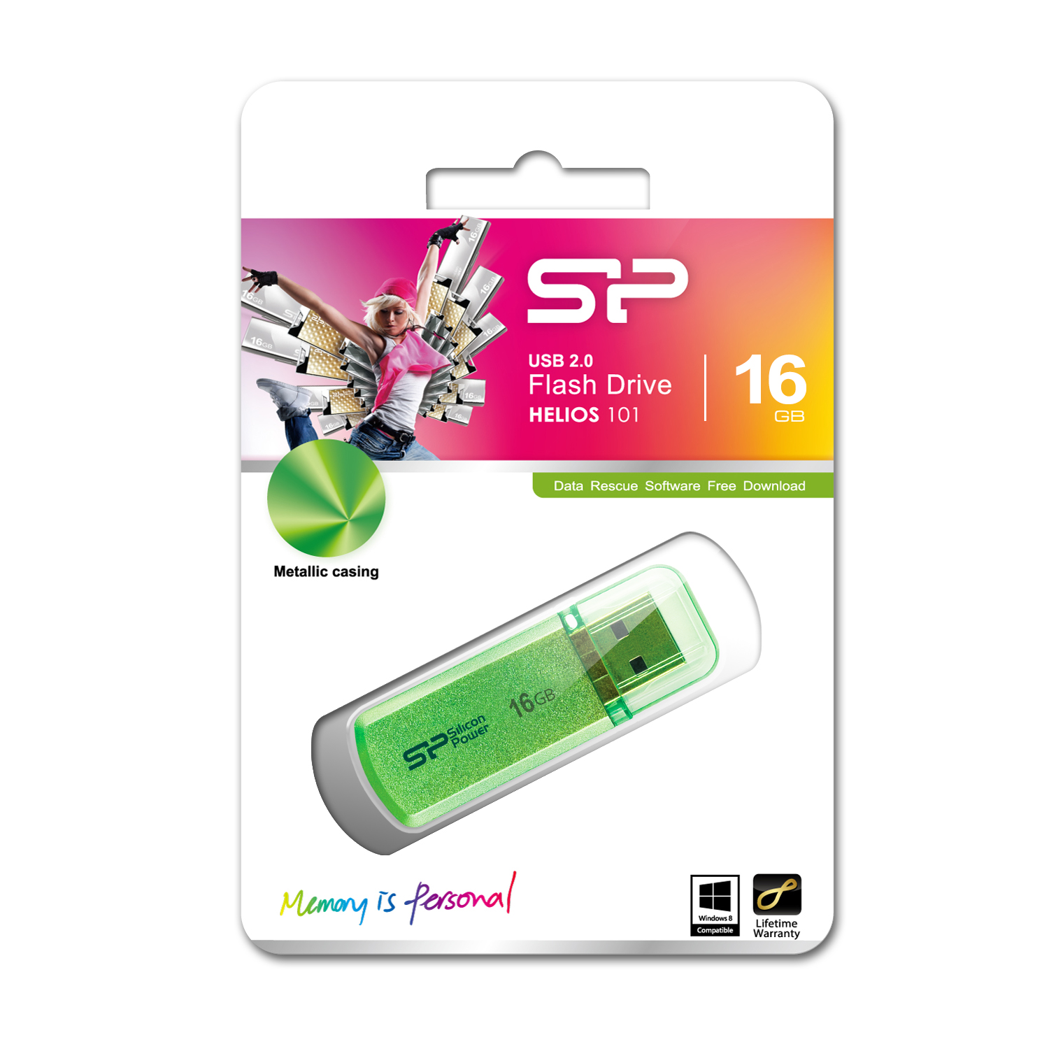 Silicon Power | Helios 101 | 16 GB | USB 2.0 | Green