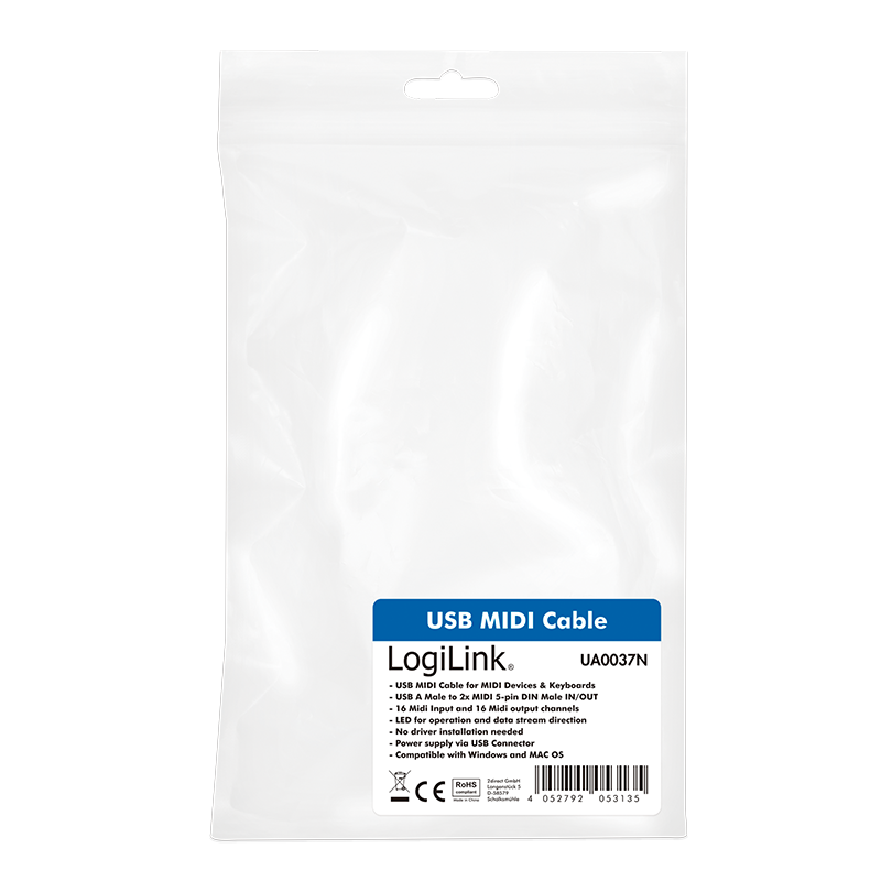 Logilink USB Midi Cable UA0037N