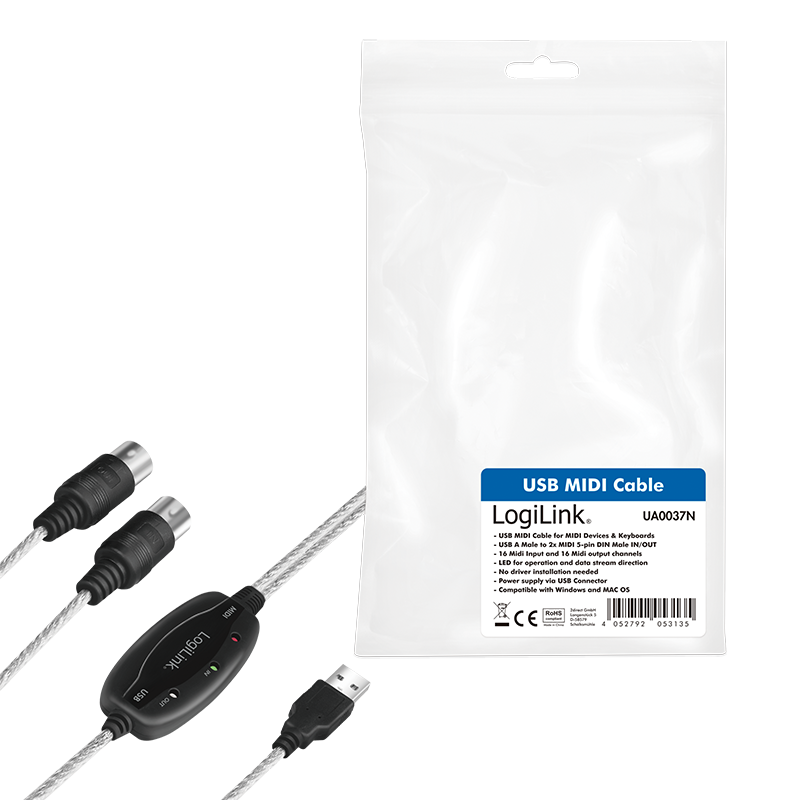 Logilink USB Midi Cable UA0037N