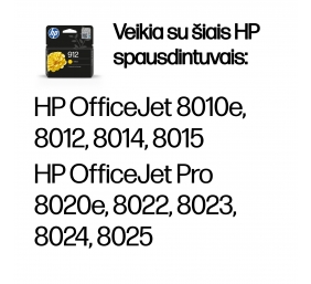 HP 912 (3YL79AE) Rašalinė kasetė, Geltona